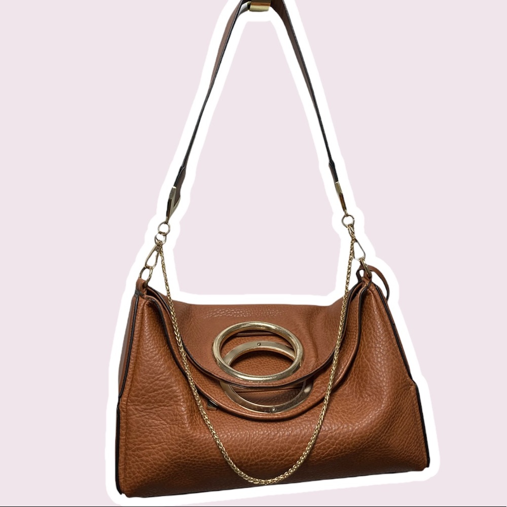 Brown Purse with Gold Chain and Hardware